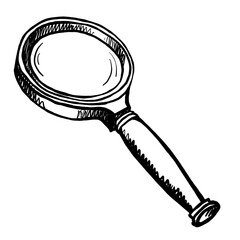 Magnifier, sketch, hand drawing. Doodle, icon. Vector illustration isolated on a white background.