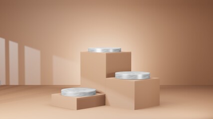 3d rendering empty template podium for product placement