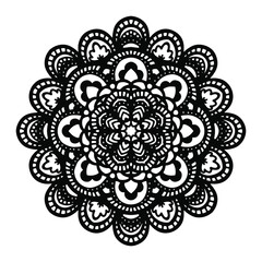 vector flower mandala, henna drawing, print for clothing, textiles, notebooks, tattoos, anti-stress coloring. isolated on a white background.