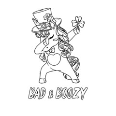 bad and boozy shirt st patricks day unicorn travel mug Coloring book animals vector illustration