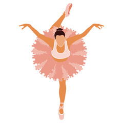 Ballerina in pink ballet tutu. Dancer in beautiful pose. Ballet. Vector illustration. © Yana