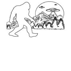 bigfoot sasquatch ufo aliens sci fi graphic design womens unicorn design Coloring book animals vector illustration
