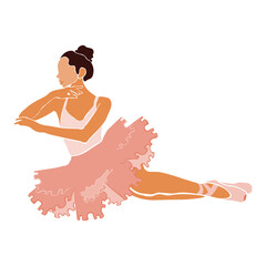Ballerina in pink ballet tutu. Dancer in beautiful pose. Ballet. Vector illustration. © Yana