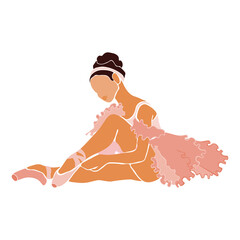 Ballerina in pink ballet tutu. Dancer in beautiful pose. Ballet. Vector illustration. © Yana