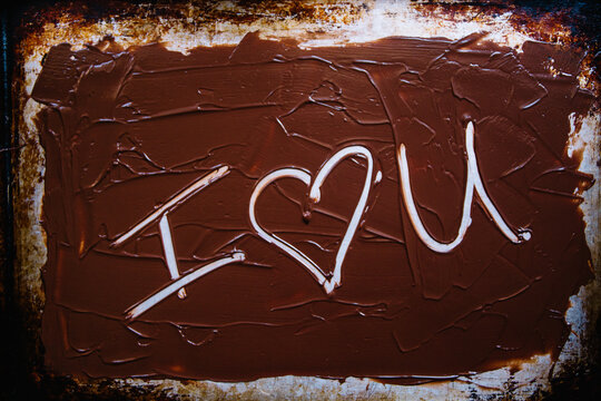 I love you message written in chocolate