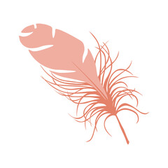 Vector pink feathers isolated on white background. Feather icon.