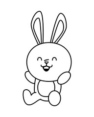 cute little rabbit funny seated character line style