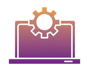 laptop computer portable with gear degradient style icon