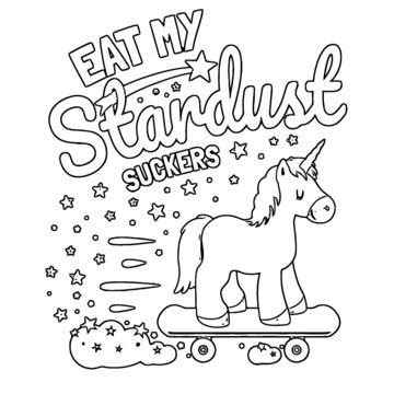 funny unicorn stardust suckers skateboard womens premium longsleeve shirt Coloring book animals vector illustration