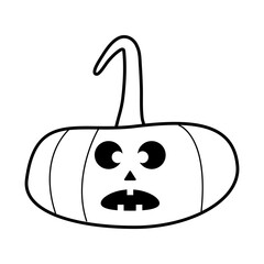 halloween pumpkin with face line style icon