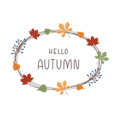 Fototapeta na wymiar Hello autumn.. Autumn wreath. Vector illustration.