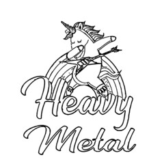 heavy metal unicorn panoramic mug Coloring book animals vector illustration