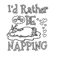 id rather be napping sleeping dreaming unicorn unisex tri blend unicorn design Coloring book animals vector illustration