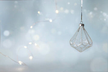 simple christmas tree decoration with sparkle background