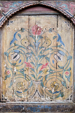 Beautiful polychromed wooden door