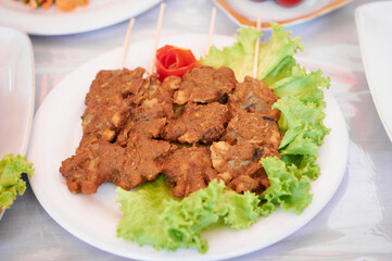 Sate Tiram or Mussels Satay. Indonesian Traditional famous seafood menu