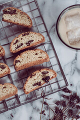 cookies with chocolate and lavender branch