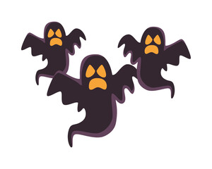 halloween ghosts floating isolated icons