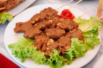 Sate Tiram or Mussels Satay. Indonesian Traditional famous seafood menu
