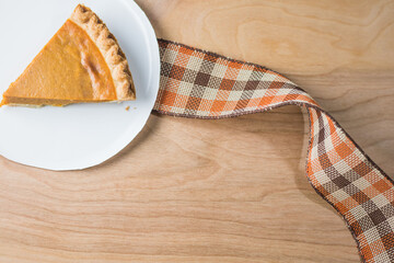 Piece of Pumpkin Pie on a plate