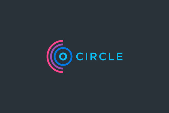 Abstract Initial Letter C and O Circle Logo. Colorful Geometric Circular Line isolated on Blue Background. Usable for Business and Technology Logos. Flat Vector Logo Design Template Element.