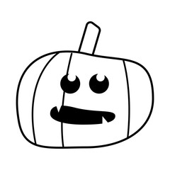 halloween pumpkin with face line style icon