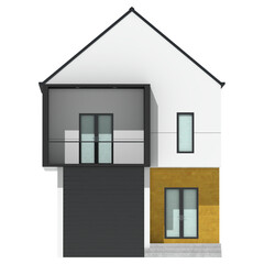 3D rendering of modern cozy house with garage. Isolated on white.