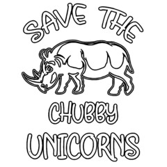 save the chubby uncorns apron Coloring book animals vector illustration