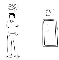 Fusion of human with artificial intelligence gear, set, half, hand, intellect, fusion, future, abstract, robotic, internet