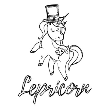 st patricks day unicorn shirt women irish paddys lepricorn mug Coloring book animals vector illustration