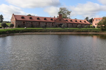 Obraz premium black horse with mane in rural garden
