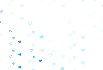 Fototapeta na wymiar Light BLUE vector backdrop with sweet hearts.