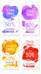 set of colorful bubbles with abstract liquid shape for social media stories promotion