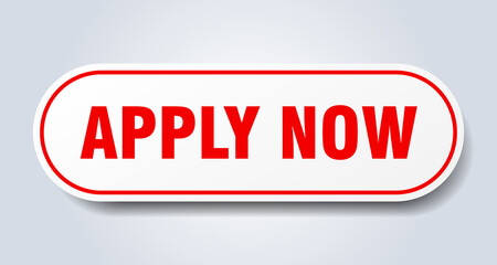 apply now sign. rounded isolated button. white sticker