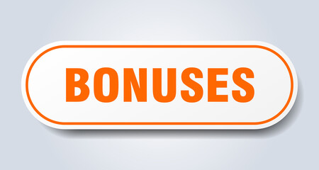 bonuses sign. rounded isolated button. white sticker