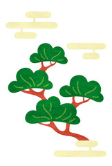 松と雲のベクターイラスト テンプレート