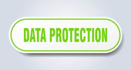 data protection sign. rounded isolated button. white sticker