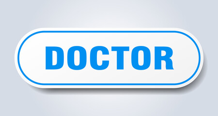 doctor sign. rounded isolated button. white sticker