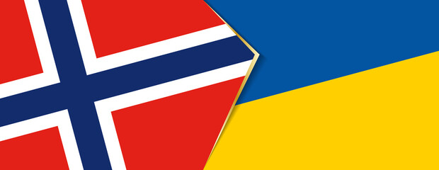 Norway and Ukraine flags, two vector flags.