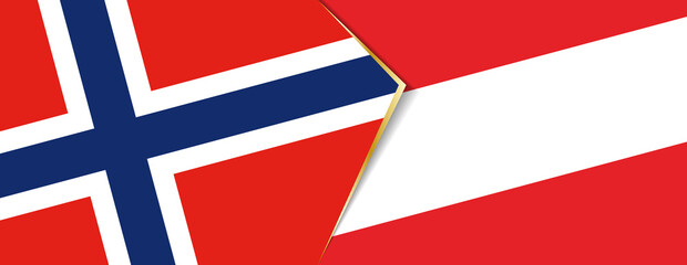 Norway and Austria flags, two vector flags.