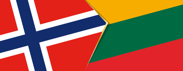 Norway and Lithuania flags, two vector flags.