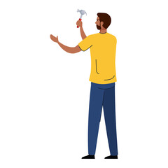 man cartoon with construction hammer design of working maintenance workshop and repairing theme Vector illustration