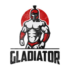 warrior gladiator muscular torso, cartoon, logo, vector, mascot