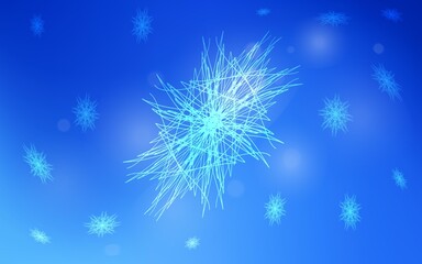 Fototapeta na wymiar Light BLUE vector background with xmas snowflakes. Shining colored illustration with snow in christmas style. The template can be used as a new year background.