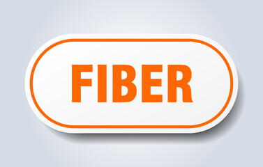 fiber sign. rounded isolated button. white sticker