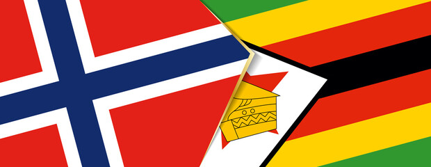 Norway and Zimbabwe flags, two vector flags.