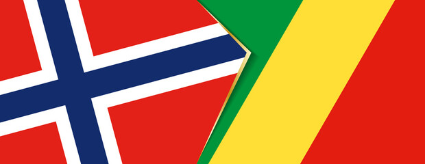 Norway and Congo flags, two vector flags.