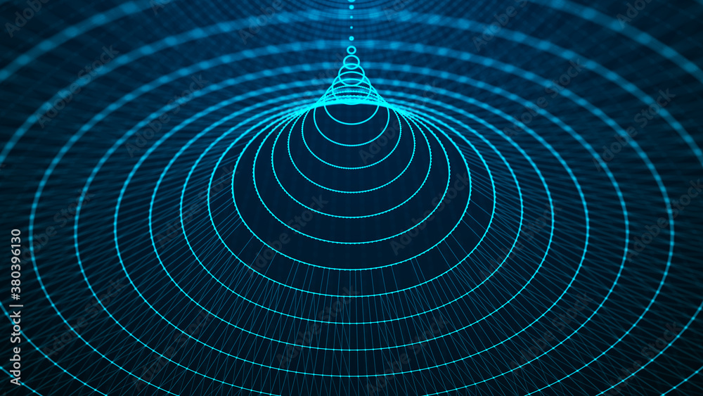 Aufkleber abstract tunnel of dots and lines. 3d wormhole with a mesh structure. vortex. 3d rendering