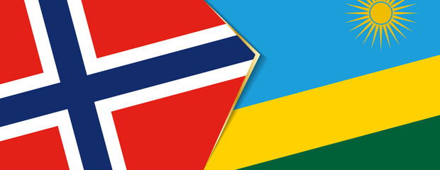 Norway and Rwanda flags, two vector flags.