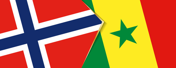 Norway and Senegal flags, two vector flags.